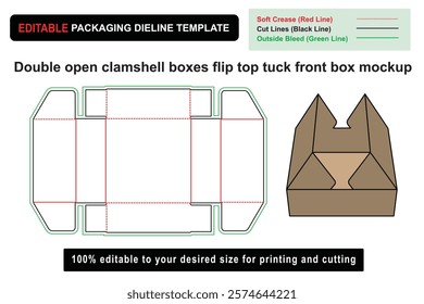 Double Open Clamshell Boxes Flip Top Tuck Front Box Mockup for Elegant Packaging Solutions, Clamshell Box, Packaging Design, Box Mockup, Double Open Box, Product Mockup, Food Packaging