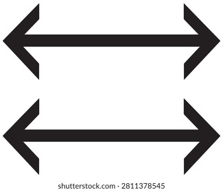Double opposing arrows symbolizing conflict or competition. Directional icons for opposing forces or contrasting choices in business strategy.