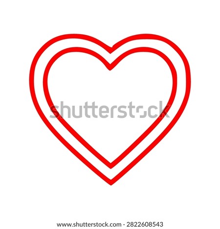 Double Outline Red Heart Line Art Symbol