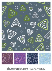 Double oval triangle line seamless pattern with colour variations. Modern geometric, minimalist, suitable for wallpapers, fabric pattern, banners, backgrounds, cards, book illustrations etc.