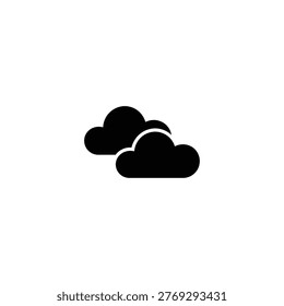 Double overlapping clouds icon solid black minimal vector