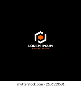 Double P letter logo with hexagonal frame and black background