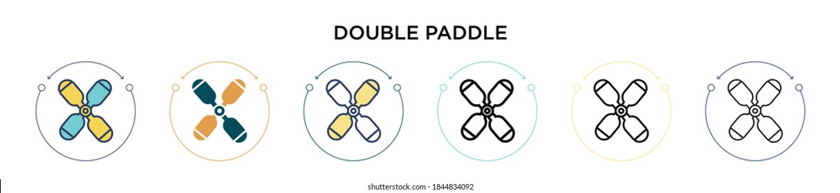 Double paddle icon in filled, thin line, outline and stroke style. Vector illustration of two colored and black double paddle vector icons designs can be used for mobile, ui, web
