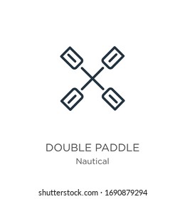 Double paddle icon. Thin linear double paddle outline icon isolated on white background from nautical collection. Line vector sign, symbol for web and mobile