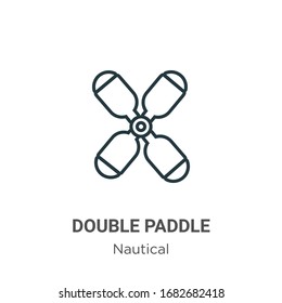 Double paddle outline vector icon. Thin line black double paddle icon, flat vector simple element illustration from editable nautical concept isolated stroke on white background