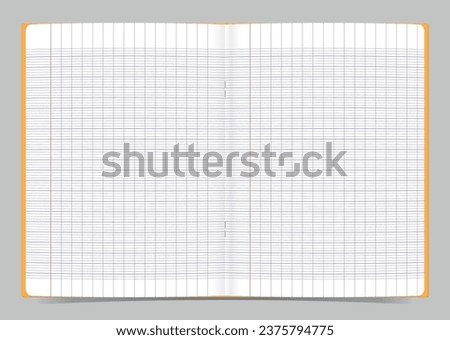 Double page of a school notebook with yellow cover
