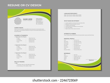 Double pages professional creative CV or resume template design for a creative person on white background  