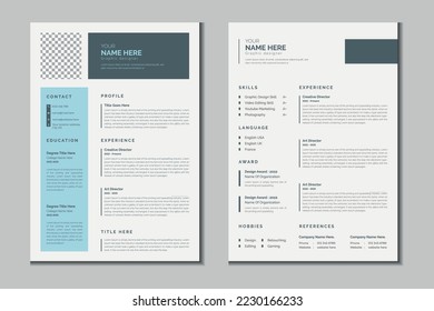 Double pages resume or cv portfolio template design