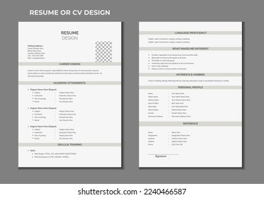Double pages resume or cv template design 