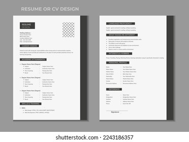 Double pages resume or cv template design 