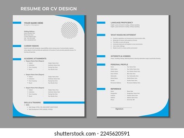 Double pages resume or cv template design 