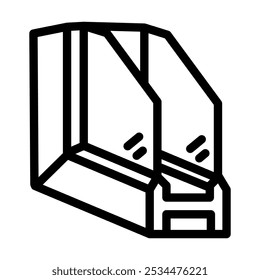 Icono de línea de conservación de energía de ventanas de doble panel. Vector de conservación de energía de ventanas de doble panel. Ilustración negra de contorno aislado