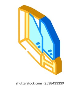 double pane windows energy conservation isometric icon vector. double pane windows energy conservation sign. isolated symbol illustration