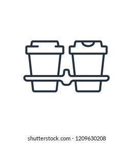 Double paper cup isolated line icon on white background, 400 coffee set, logo and sign