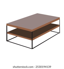 Double part coffee table illustration on  white background