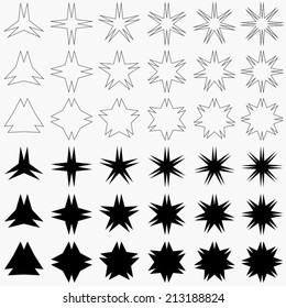 Double peak star symbol set - vector version