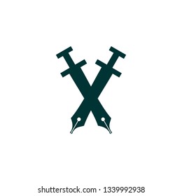 Double Pen Sword Logo Design Symbol Idea