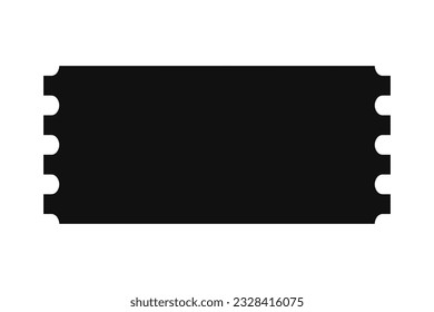 Double perforated edge, rectangle coupon ticket. A black rectangular symbol with notched edges. Isolated on a white background.