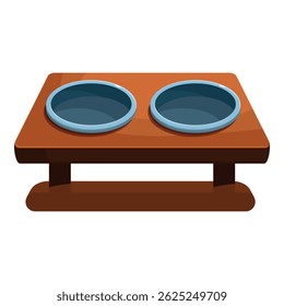 Double pet bowl is waiting for two cats or dogs to come and eat