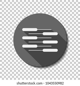 Double piano keyboard icon. Duet. Competition, Vertical view. White flat icon with long shadow in circle on transparent background