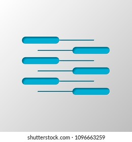Double piano keyboard icon. Duet. Competition, Vertical view. Paper design. Cutted symbol with shadow