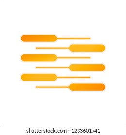 Double piano keyboard icon. Duet. Competition, Vertical view. Orange sign with low light on white background