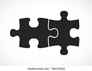 Double piece flat puzzle. Two section compare service banner. Vector illustration
