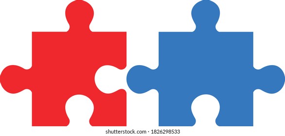 Rompecabezas plano de doble pieza. Ilustración vectorial.