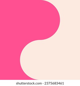 Double pink and beige background of pastel color shades. Intertwining and curved shapes. 