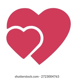 Símbolo de la superposición de los corazones rosados dobles para la sociedad del matrimonio y los sentimientos románticos profundos
