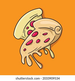 double pizza vector illustration on orange background. fast food design concept.