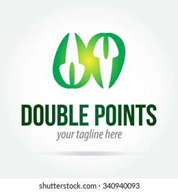 Double Points abstract vector logo design template paper creative office icon business company symbol concept