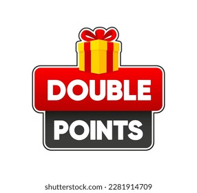 Double Points. Flat banner with red double prize. Promotion design. Vector illustration.