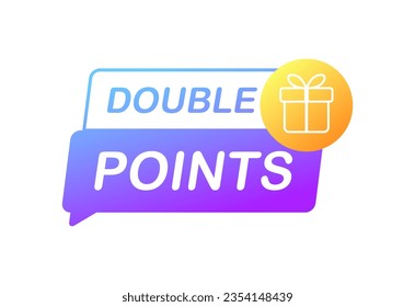 Double points sign. Flat, color, gift box, double points. Vector illustration