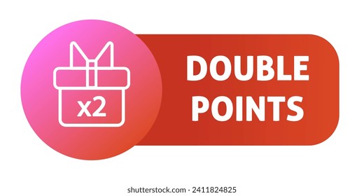 Double points sign. Flat, red, gift box icon x2, double points icon. Vector icon