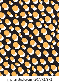 Double polka dots seamless repeat patter. Random placed, irregular yellow spots with shadows all over surface print.