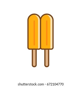 Double popsicle flat line icon isolated on the white background.