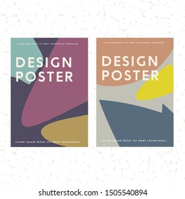 Double poster design retro graphic pastel yellow orange covers. Cool vintage shape compositions. Eps10 vector.