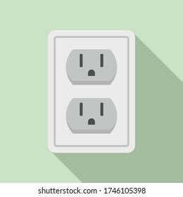 Double power socket icon. Flat illustration of double power socket vector icon for web design