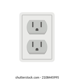 Double power socket icon. Flat illustration of double power socket vector icon isolated on white background