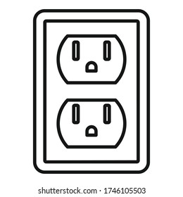 Double power socket icon. Outline double power socket vector icon for web design isolated on white background