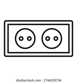 Double power socket icon. Outline double power socket vector icon for web design isolated on white background