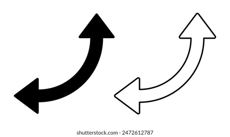 Doppelviertel Kreis Pfeil Icon Set. Modernes Design isoliert auf weißem Hintergrund.