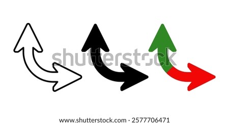 Double quarter circle arrow icon set. Design for poster, web, social media.
