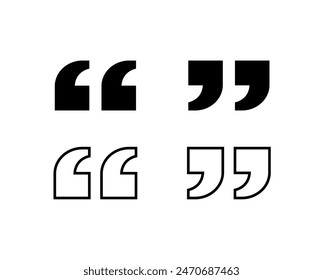 Double quotation marks symbol vector illustration, quote sign icon set