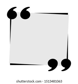 double quote mark icon with gray square, left and right, vector design inspiration