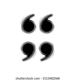 double quote mark icon, left and right, brush effect, vector design inspiration