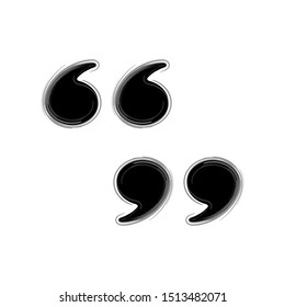 double quote mark icon, left and right, brush effect, vector design inspiration