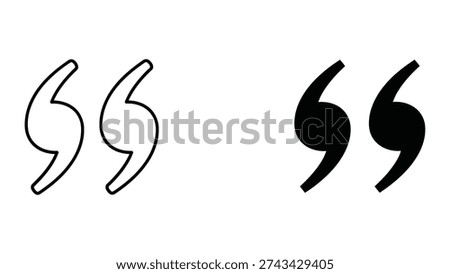 Double Quote Marks and Text Citation Speech Icons
