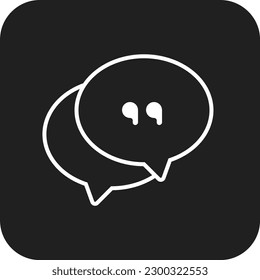 Double Quotes Feedback icon with black filled line style. speech, double, quote, mark, text, word, message. Vector illustration